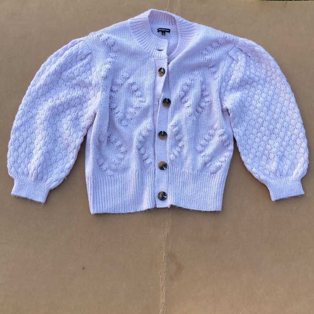 romantic puffy dot knit lilac sweater